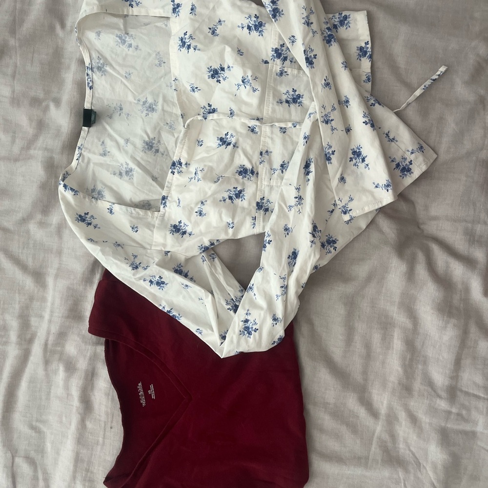 wild fable Deep Red V-Neck Tee, with floral top
